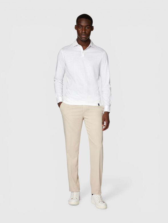 Slim fit cotton blend trousers - 4