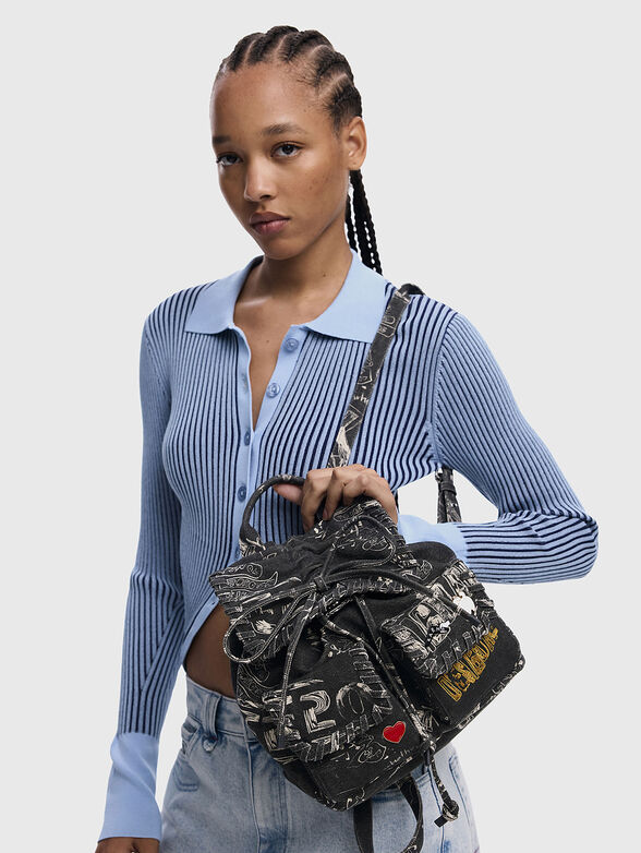 Denim backpack with print - 2