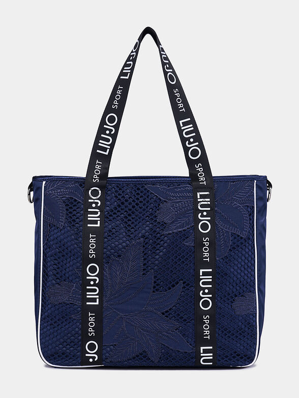 Blue shoulder bag with embroidered details - 1