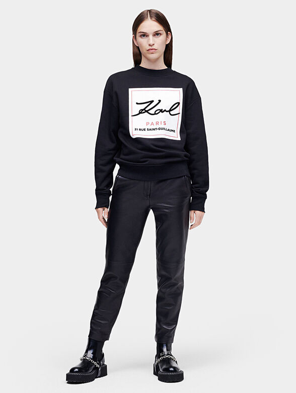 Black sweatshirt with logo print - 1