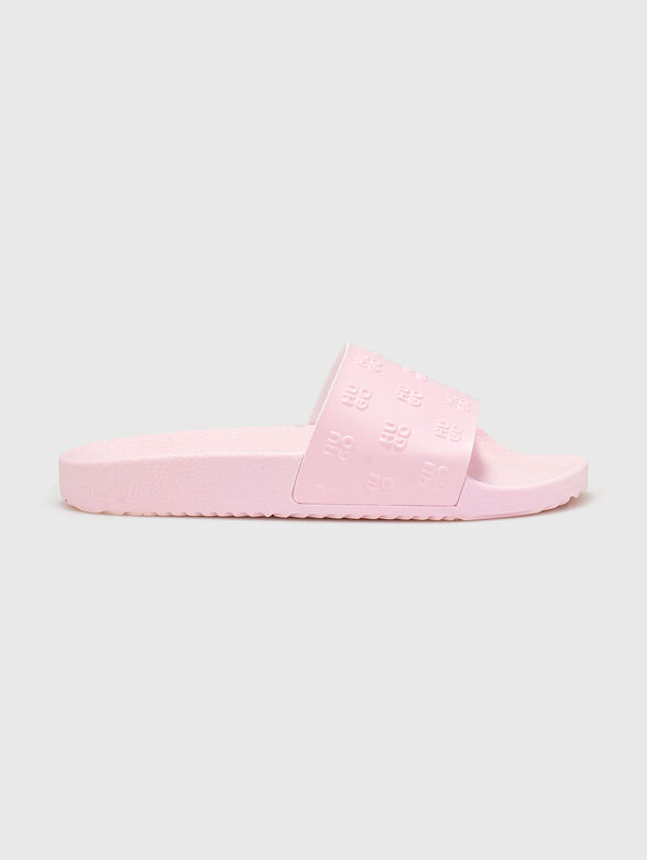 Black beach slippers with logo - 1