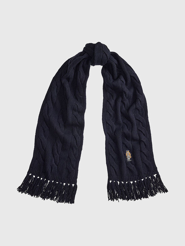 Knitted wool scarf with Polo Bear logo - 1