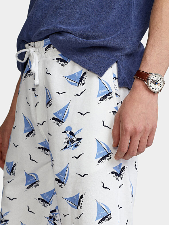 Cotton shorts with sea print - 3