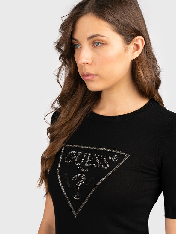 KAYLA black sweater with short sleeves - 4