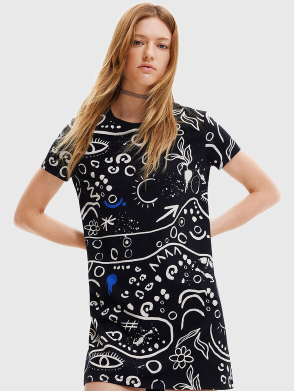 SYMBOLS mini dress with art details - 1