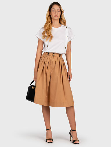 Pleated midi skirt in beige color - 5