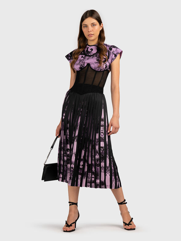 Pleated skirt with baroque print  - 4