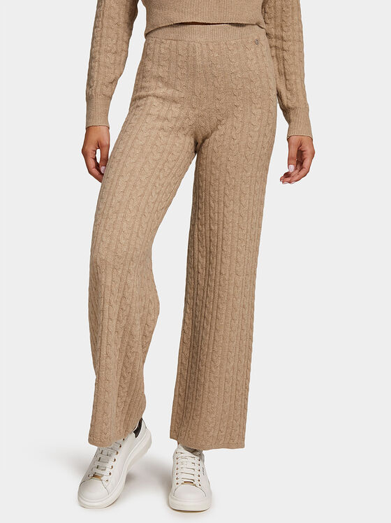 Плетен панталон с широки крачоли - 1
