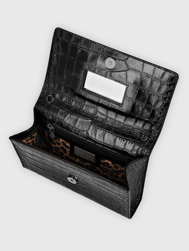Leather bag with croc effect and rhinestones - 5