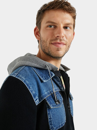 Bimaterial hooded sweatshirt - 3
