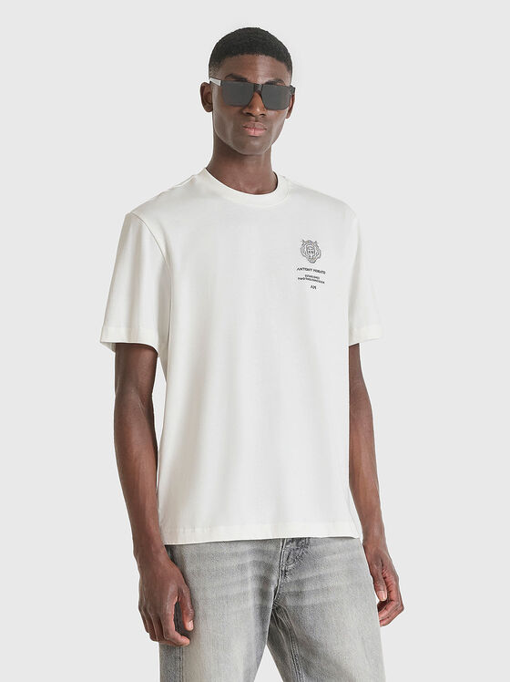 Памучна тениска с лого принт - 1