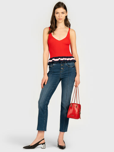 Knit top with ruffled hem - 5