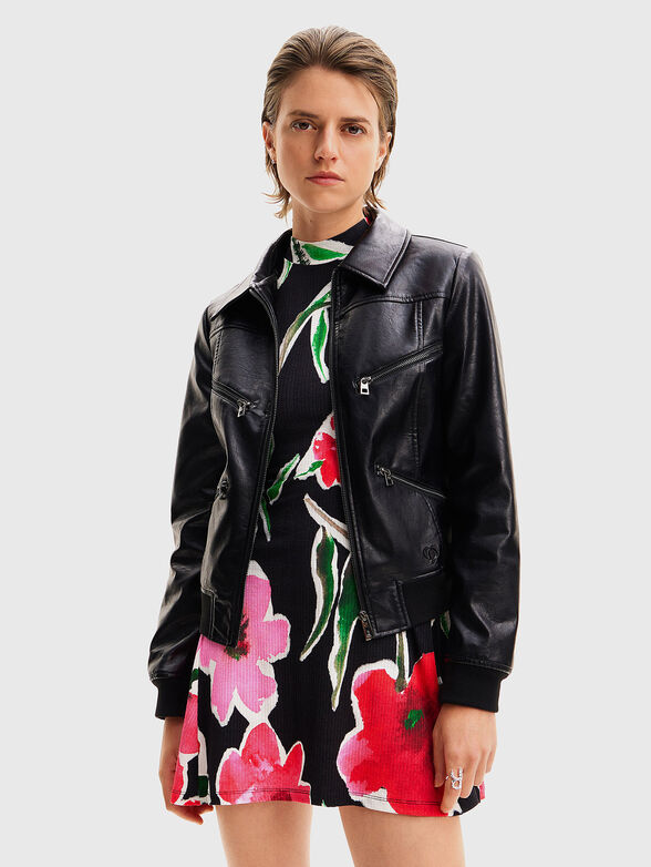 Black biker jacket in eco leather  - 1