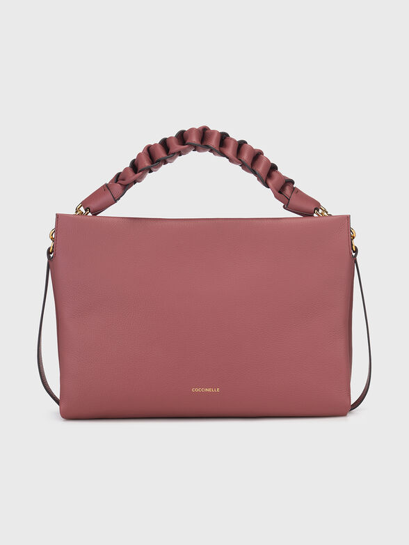 Black leather bag with knitted handle - 1