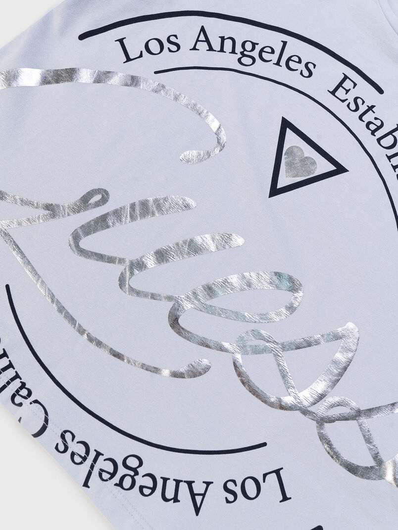 Blue T-shirt with accent logo print - 3