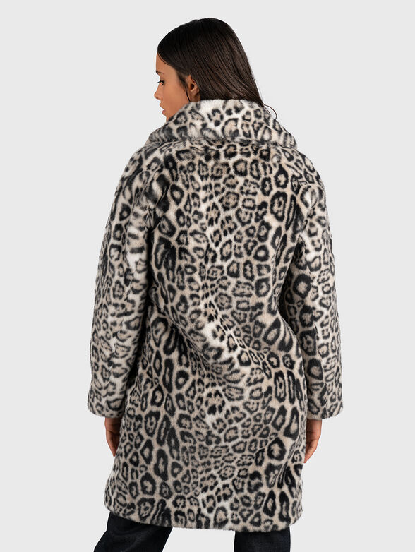 Faux fur coat with animal print - 3