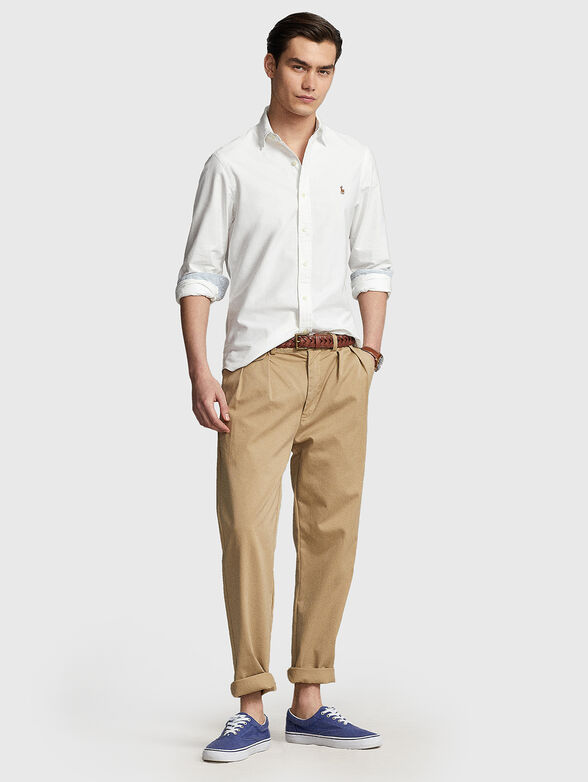 Logo-embroidered white shirt  - 2