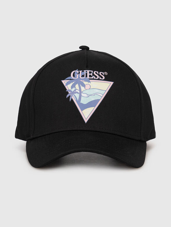 Logo print cap in black  - 1