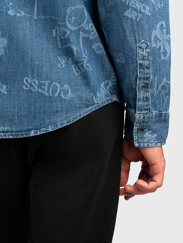 Denim shirt with long sleeves  - 4
