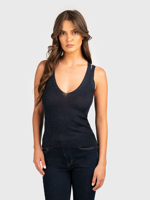 Knitted top with lurex threads