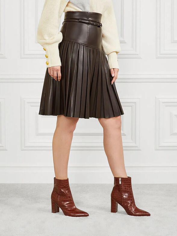 FOXTON faux leather pleated skirt - 3