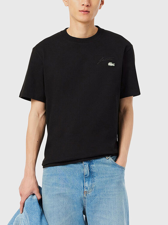 Cotton T-shirt with logo embroidery - 1