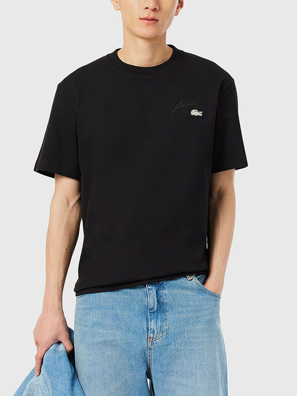 Cotton T-shirt with logo embroidery - 1