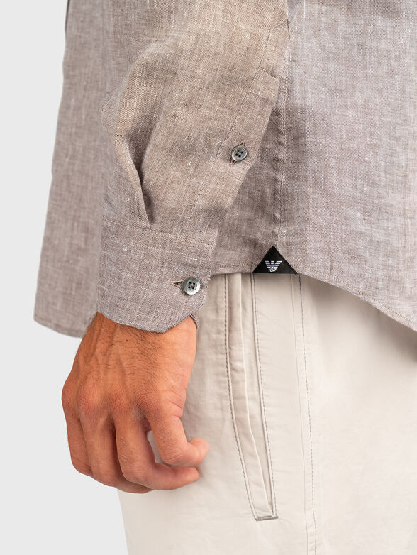 Linen shirt in beige - 4
