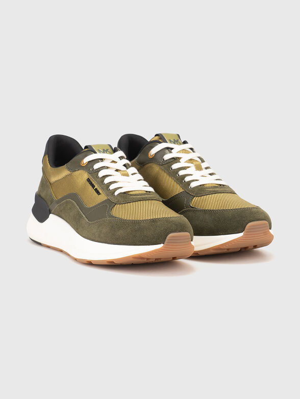 Suede and textile sports shoes with logo - 2
