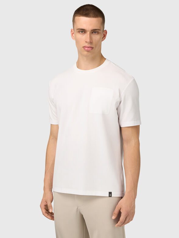 White T-shirt with accent pocket - 1