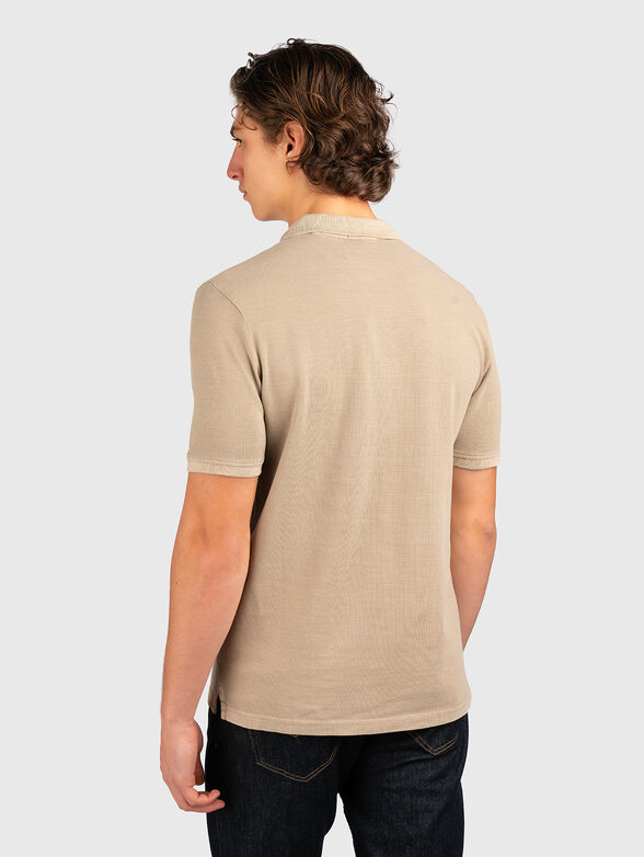 Beige cotton polo shirt with logo patch - 3