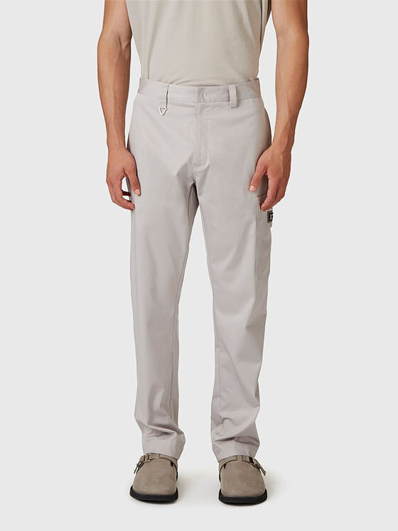 Сив карго панталон с лого детайл - 1
