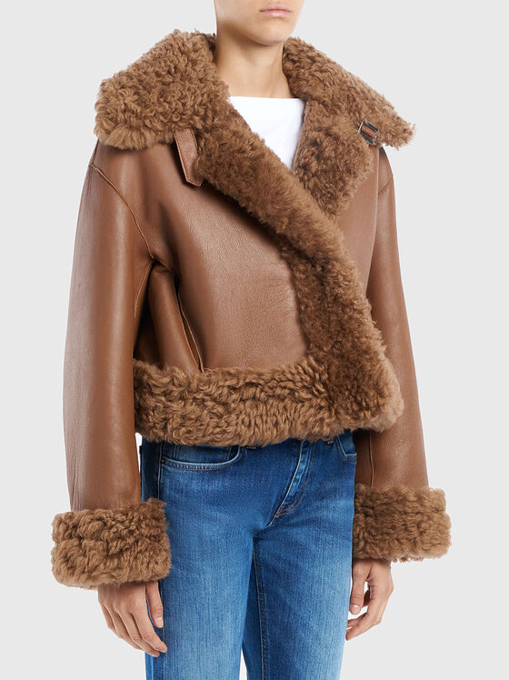 Cropped shearling jacket - 1