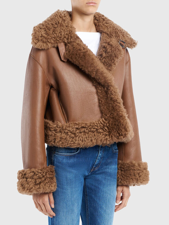 Cropped shearling jacket - 1