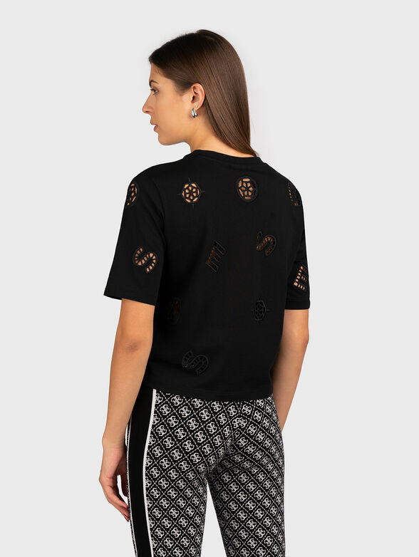 PEONY black T-shirt with accent logo perforations - 2