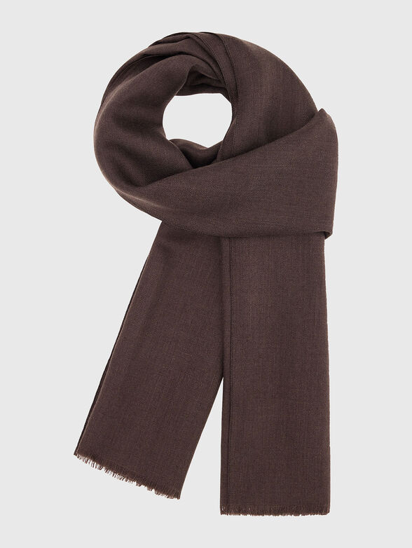 Dark brown wool and silk scarf - 1