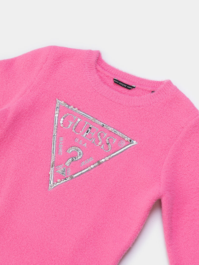 Black knit dress with logo detail - 3