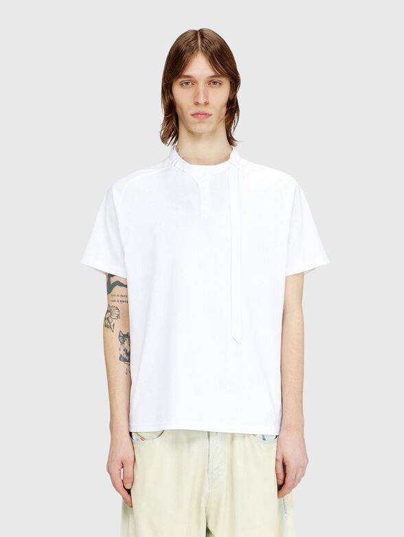 Cotton T-shirt with a biker collar - 1