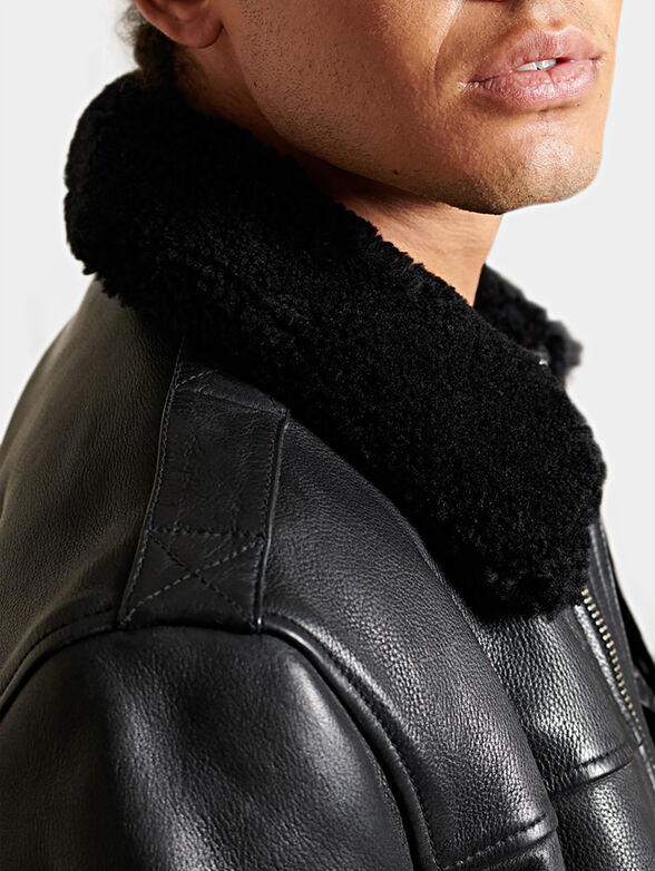 Leather bomber jacket - 5
