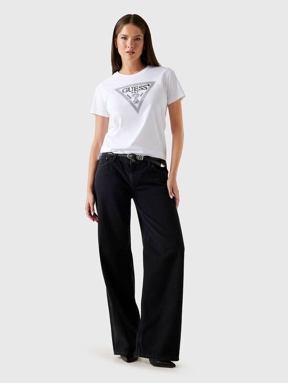 Crew neck T-shirt with rhinestones - 2