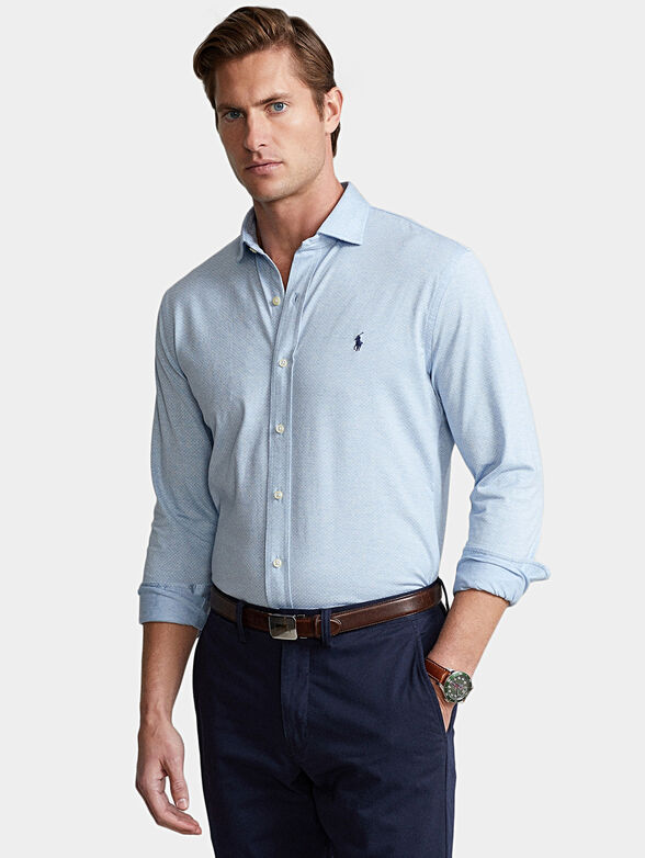 Cotton shirt with embroided logo - 1