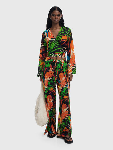 Tropical print wrap trousers - 5