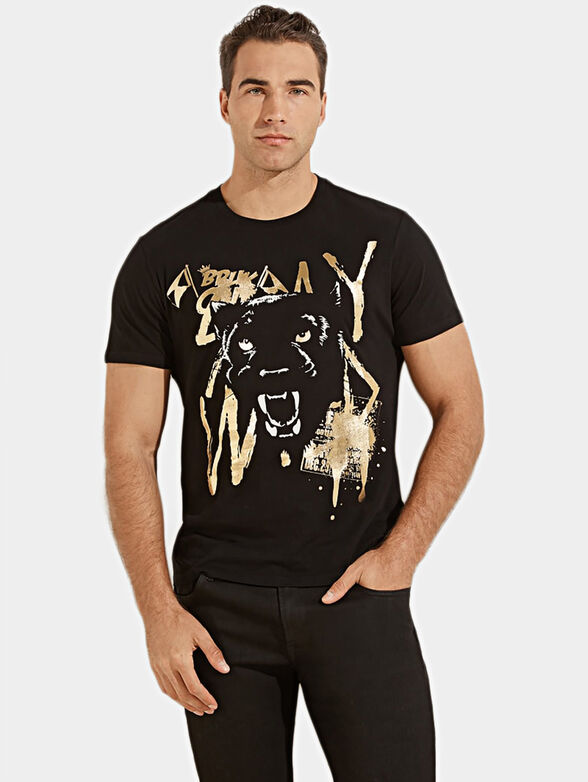 T-shirt with gold art print - 1