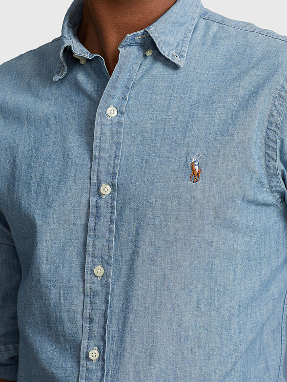 Blue shirt with logo embroidery - 4