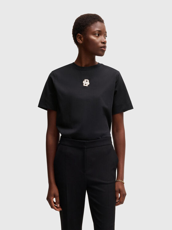T-shirt with oval neckline and logo - 1