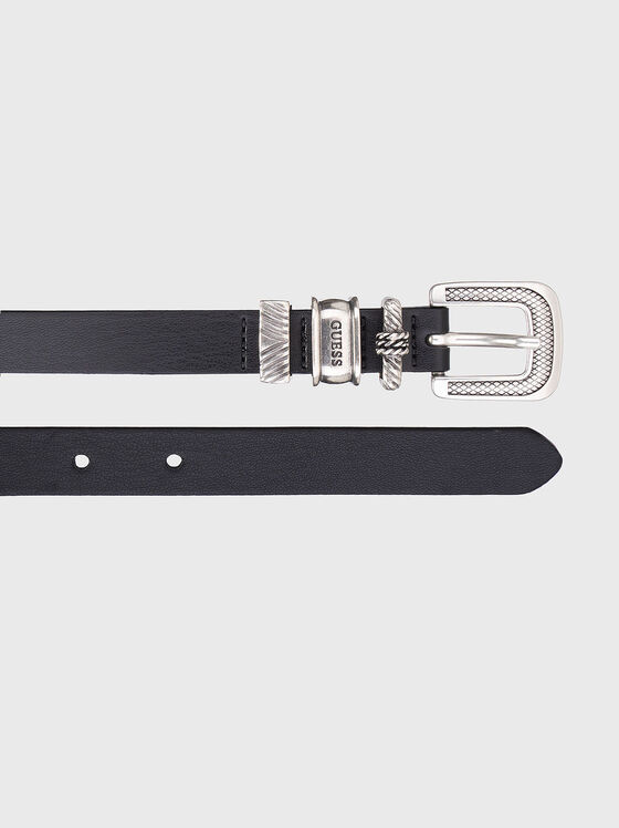 Eco leather belt with silver buckle - 2