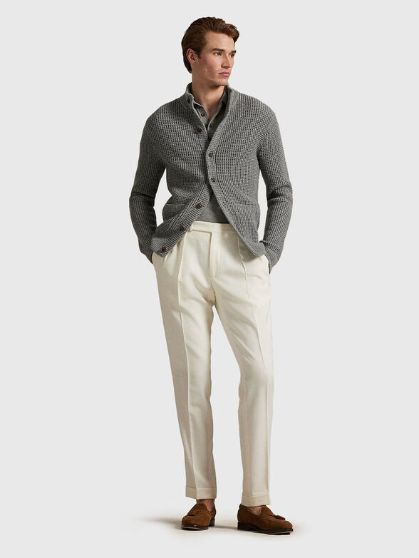 Waffle knit wool-cotton cardigan - 2