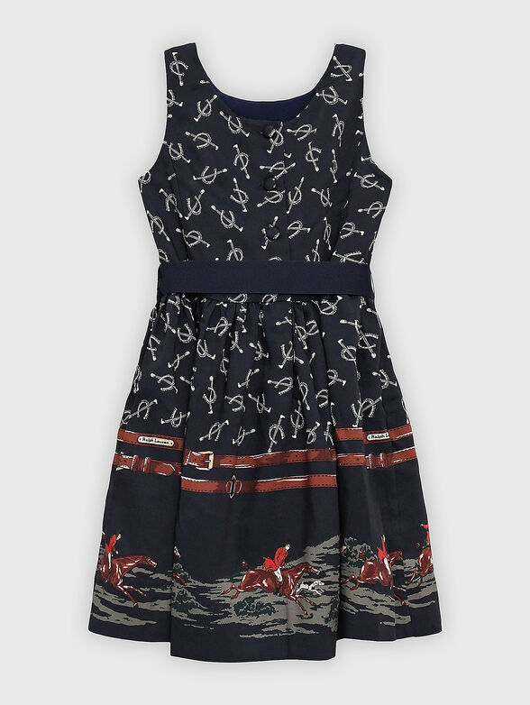 Dress in dark blue with contrast print - 2