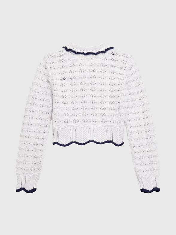 Cardigan with openwork motifs and accent buttons - 2