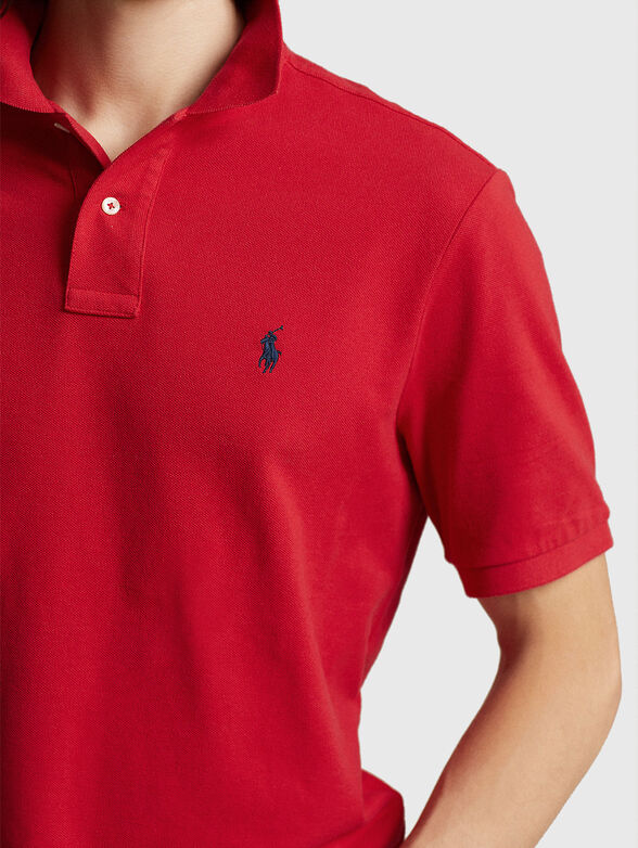 Red cotton polo shirt - 4